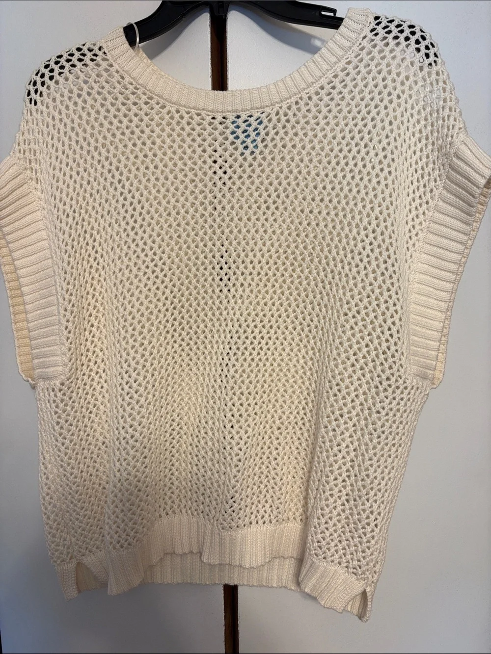 CeCe Cream Open-Knit Sleeveless Crew Sweater
